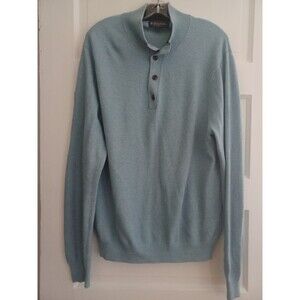 Brooks Brothers blue cotton cashmere mock neck sweater men’s L timeless pullover